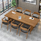 Rectangle Double Pedestal Dining Table Industrial Natural Wood and Metal Table