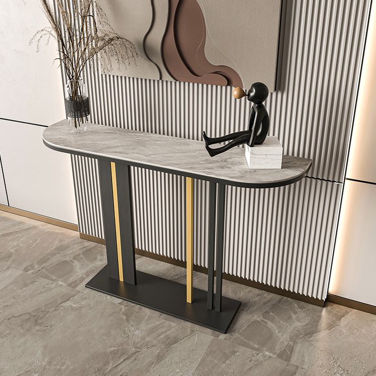 Tavolo da divano di divano a mezza luna ardesia contemporaneo resistente al graffio tavolo da console resistente ai graffi