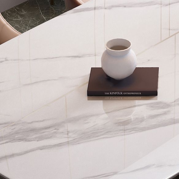 Dining Room Set Modern Metal Frame White Slate Rectangular Dining Table Set for Home Clearhalo 'Dining Room Sets' 'Dining Tables & Seating' 'dining_room_set' 'furn' 'furn_dining_room_set' 'Furniture' 'furniture_dining_room_set' 'Kitchen & Dining Furniture' 'kitchen&dining_furn' 'kitchen' 1200x1200_da367b46-79a3-441c-97ac-01758075e29b