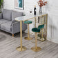 Glam White Faux Marble Bistro Table Iron Double Pedestal Bar Dining Table with 3-Shelf Clearhalo 'Bar Furniture' 'Bar Tables' 'bar_tables' 'furn' 'furn_bar_tables' 'Furniture' 'furniture_bar_tables' 'Kitchen & Dining Furniture' 1200x1200_da3773dd-dcb3-45f8-9935-607f28d71c4f