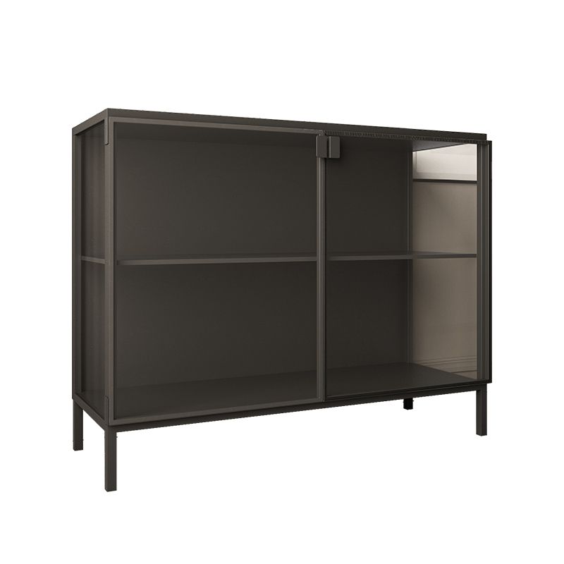 Server di pranzo nero contemporaneo porte in vetro server per finitura metallica