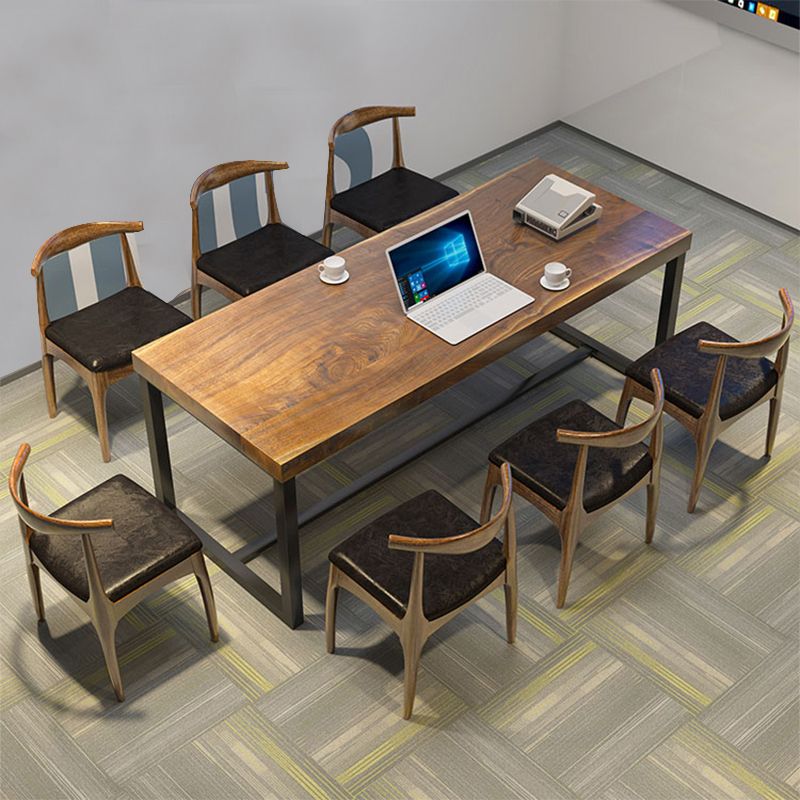 Industrial Rectangular Writing Desk Solid Wood Office Desk for Home Clearhalo 'furn' 'furn_office_desk' 'Furniture' 'Office Desks' 'Office Furniture' 'office_desk' 1200x1200_da3b921f-5248-4154-a792-2d0788ef58b3