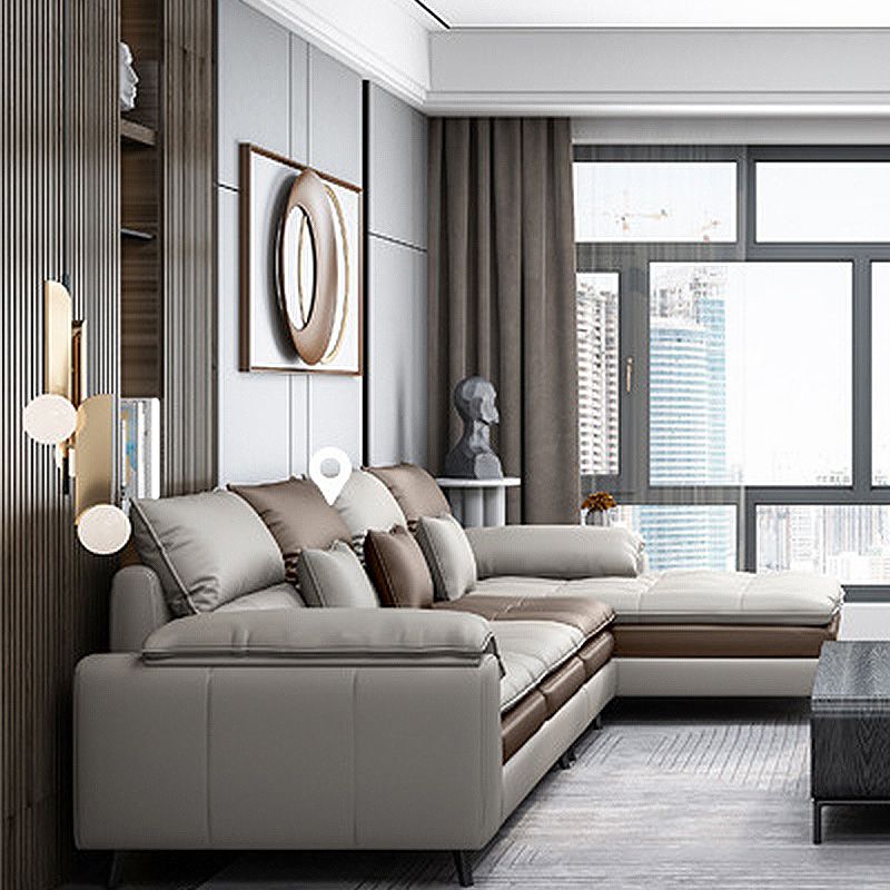 Almohada seccional de cuero sintético brazo beige beige para sala de estar