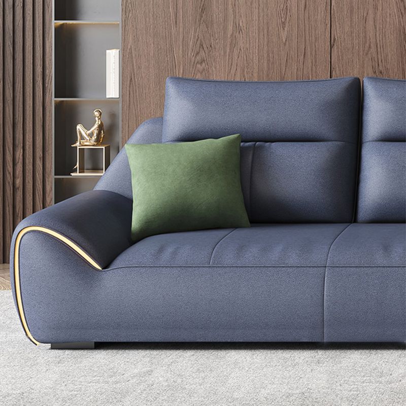 Cuscini rimovibili blu quadrati rimovibili divano e chaise in pelle finta contemporanea