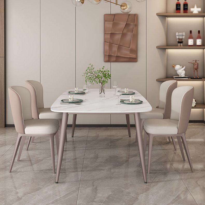 Nordic 1/2/5/7 Pieces Rectangle Dining Set Sintered Stone Dining Table with Leather Chairs Clearhalo 'Dining Room Sets' 'Dining Tables & Seating' 'dining_room_set' 'furn' 'furn_dining_room_set' 'Furniture' 'furniture_dining_room_set' 'Kitchen & Dining Furniture' 1200x1200_da40e4ed-86c5-4619-971c-7f168b5da31a