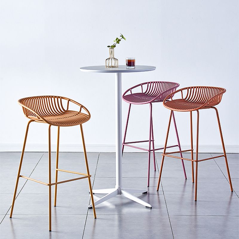 Nordic Backrest Counter Stool with Metal Base Plastic Armless Cafe Bar Chair with 4 Legs Clearhalo 'Bar Furniture' 'Bar Stools' 'bar_stools' 'furn' 'furn_bar_stools' 'Furniture' 'Kitchen & Dining Furniture' 1200x1200_da43b566-f206-4c66-a5c1-70db1566d67b