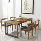 Solid Wood Top Dining Table Rectangle Pine Wood Table with Sled Base in Black
