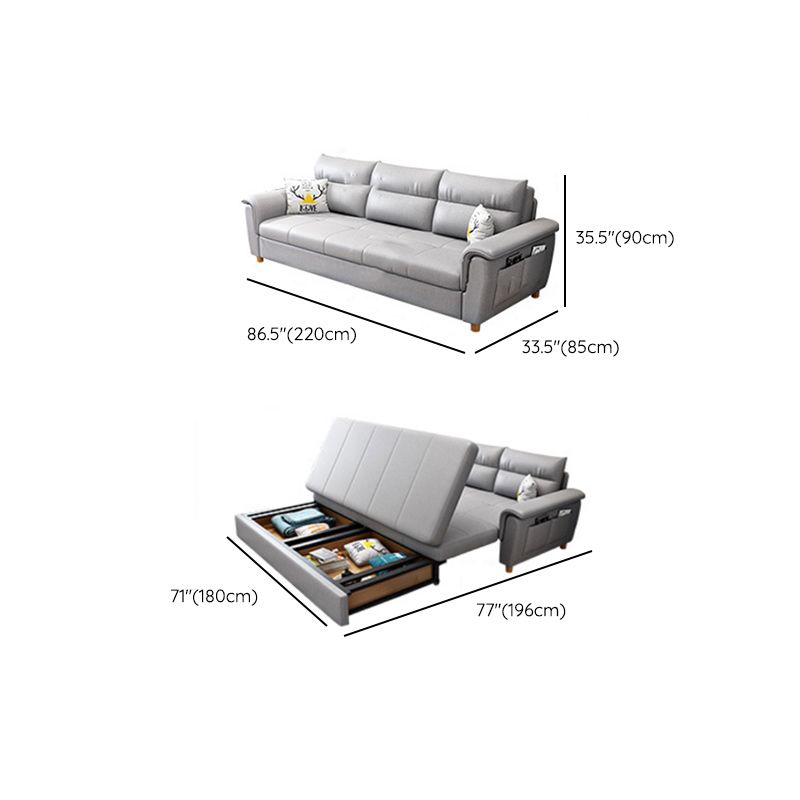 Flared Arms Sleeper Sofa Faux Leather Upholstered Futon Sleeper Sofa Clearhalo 'furn' 'furn_futons' 'Furniture' 'Futons & Daybeds' 'Futons' 'Living Room Furniture' 1200x1200_da476239-f80e-47a2-b45b-d14b39b34973