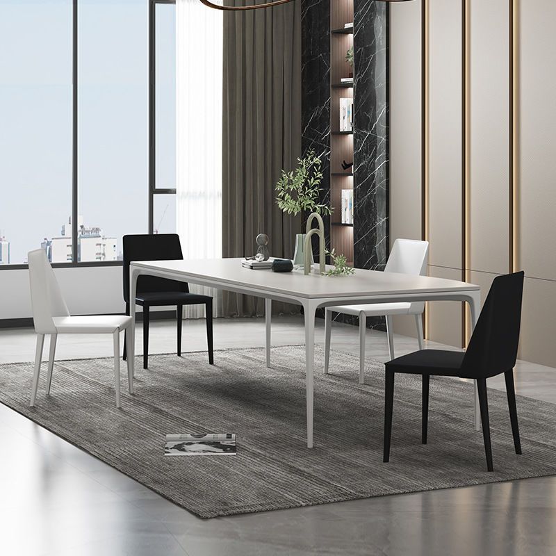 Contemporary Sintered Stone Dining Table Rectangle Table with Metal Legs for Home Use Clearhalo 'Dining Tables & Seating' 'Dining Tables' 'dining_table' 'furn' 'furn_dining_table' 'Furniture' 'Kitchen & Dining Furniture' 1200x1200_da479d54-2220-455d-9618-60ef79d1523e