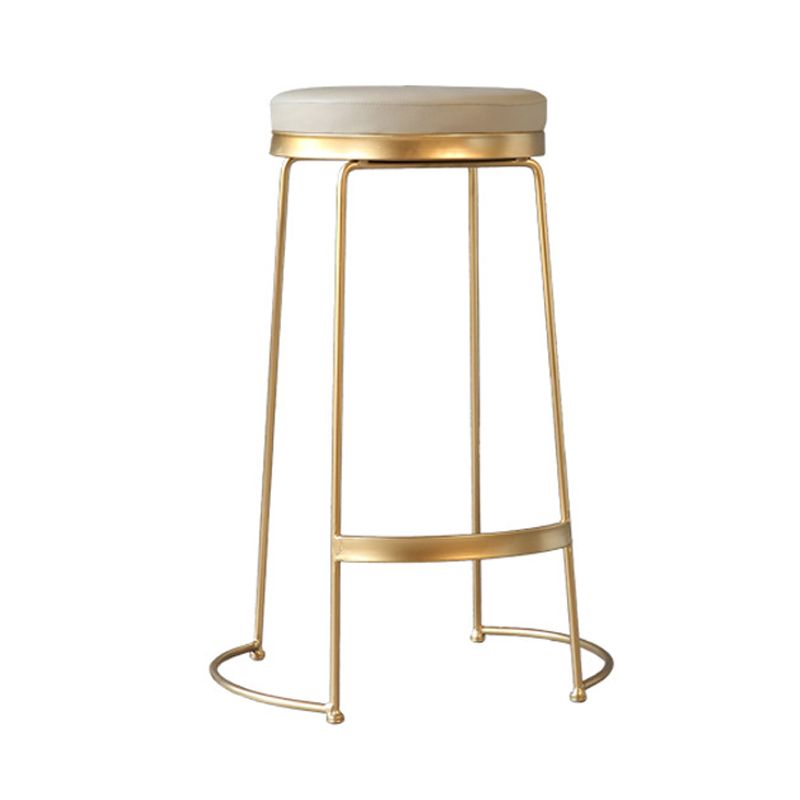 Tabouret de comptoir rond en similicuir moderne, sans dossier, avec repose-pieds