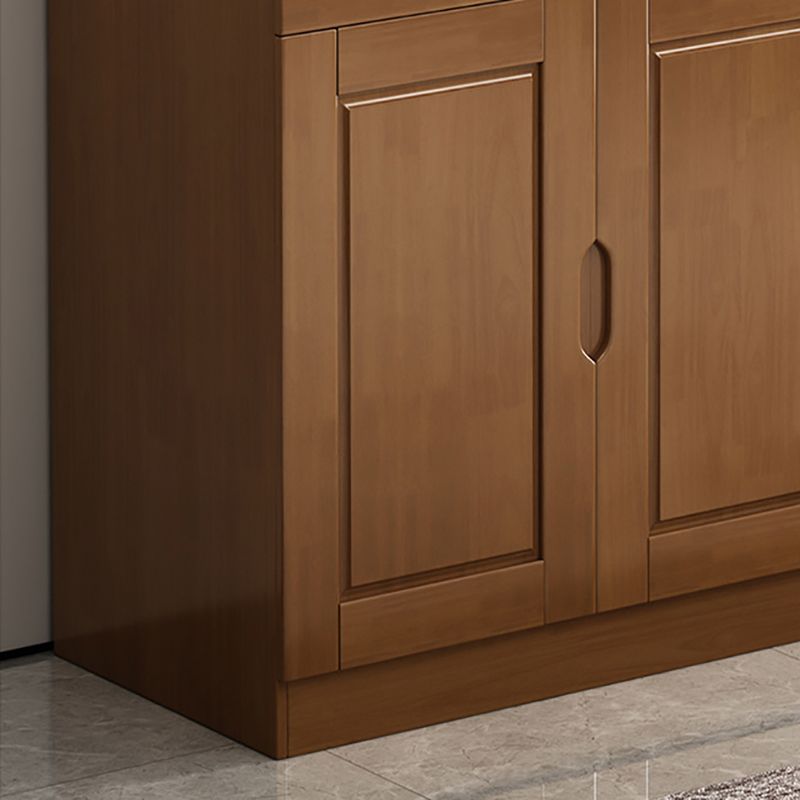 Mid-Century Modern Cabinet Rubberwood 2-Drawer with Shelves Grooves Accent Cabinet Clearhalo 'Cabinets & Chests' 'cabinets_chests' 'furn' 'furn_cabinets_chests' 'Furniture' 'Living Room Furniture' 1200x1200_da48aa73-7040-491d-b4d1-34bce5a34953