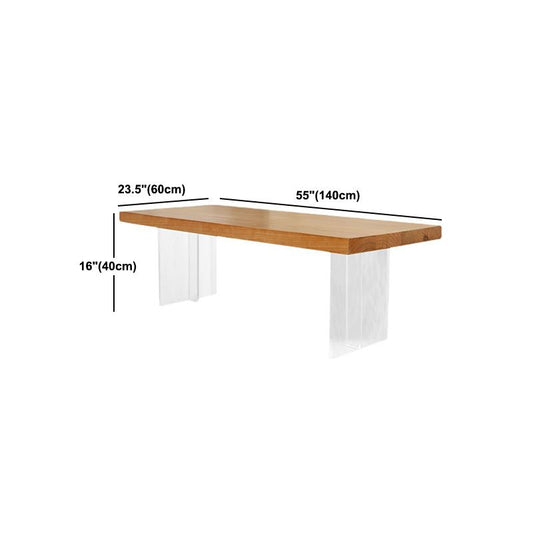Tavolino da caffè rettangolo scandinavo con top in legno massiccio e base acrilica