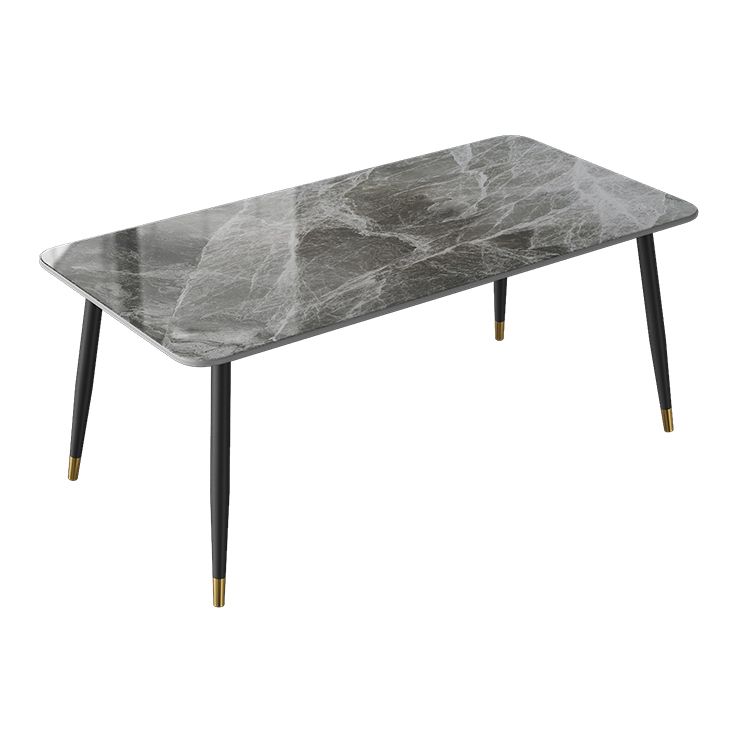 Contemporary Rectangle Stone Table for Restaurant Black Metal Pedestal Dining Table Clearhalo 'Dining Tables & Seating' 'Dining Tables' 'dining_table' 'furn' 'furn_dining_table' 'Furniture' 'Kitchen & Dining Furniture' 1200x1200_da4a3e1b-05ec-42bf-a852-a12200da81ba