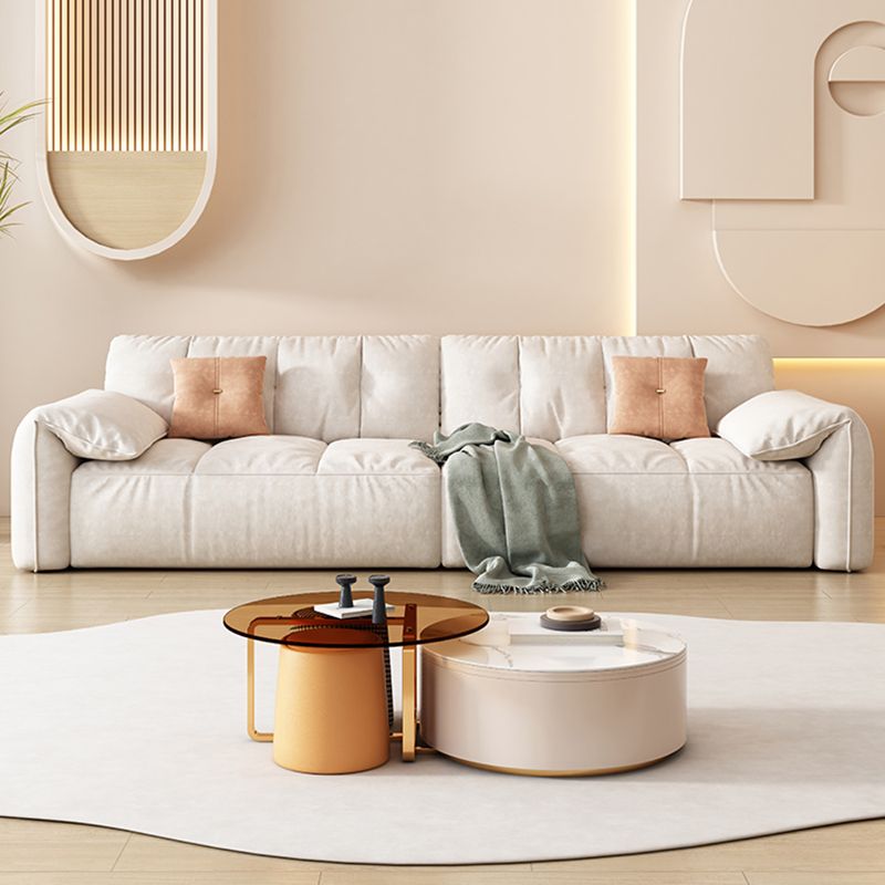 Off-White Fabric Sofa Pillow Top Arm Reclining Loveseat for Bonus Room Clearhalo 'furn' 'furn_sofas' 'Furniture' 'Living Room Furniture' 'Sofa' 'sofas' 1200x1200_da4a8d87-016a-4bf9-bd39-056958795a9a