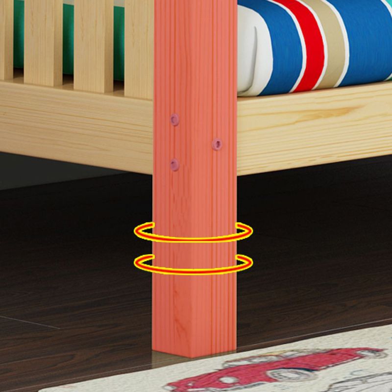 Cama litera de madera sólida cama de madera de goma contemporánea con cabecera