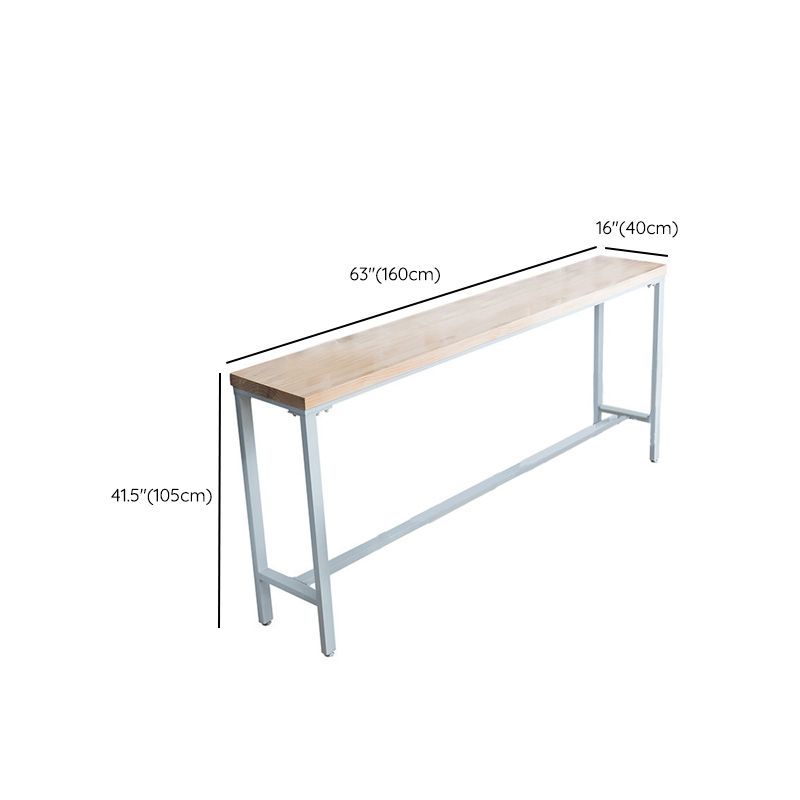 Mesa de bar con base metálica moderna Mesa de bar para patio de madera maciza de hierro blanco