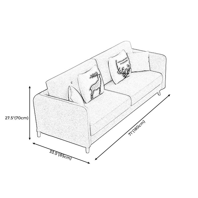 27.56" H Scandinavian Standard Square Arm Sofa With Loose Back, Brown Clearhalo 'furn' 'furn_sofas' 'Furniture' 'furniture_sofas' 'kitchen' 'kitchen_sofas' 'Living Room Furniture' 'Sofa' 'sofas' 1200x1200_da4e9436-baee-4949-a6d6-4d200cb9341c