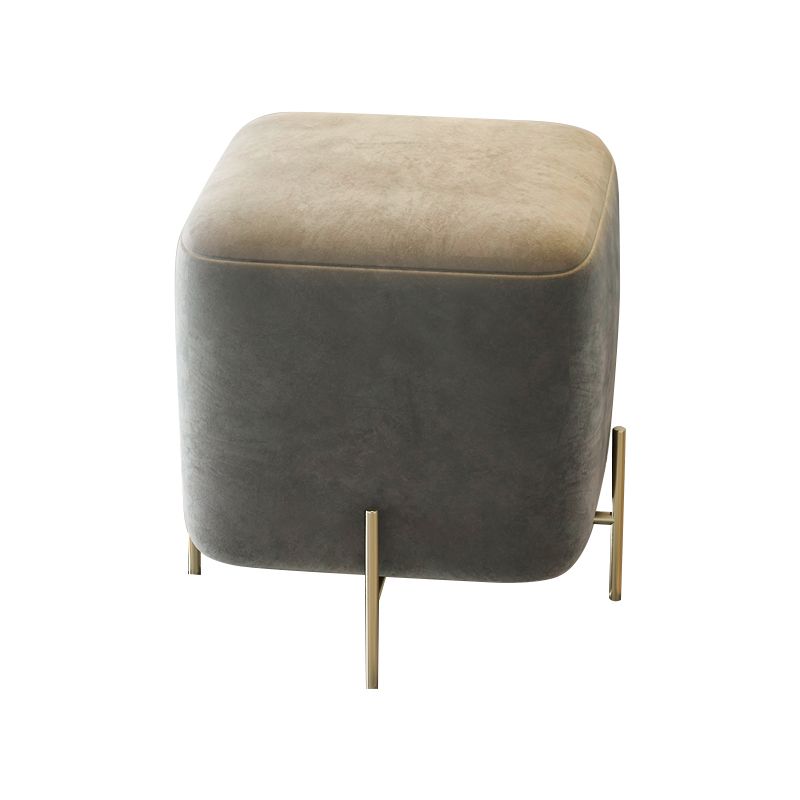 Glam Square Target Pouf Plain Velvet Metal Frame Water Resistant Couch Ottoman