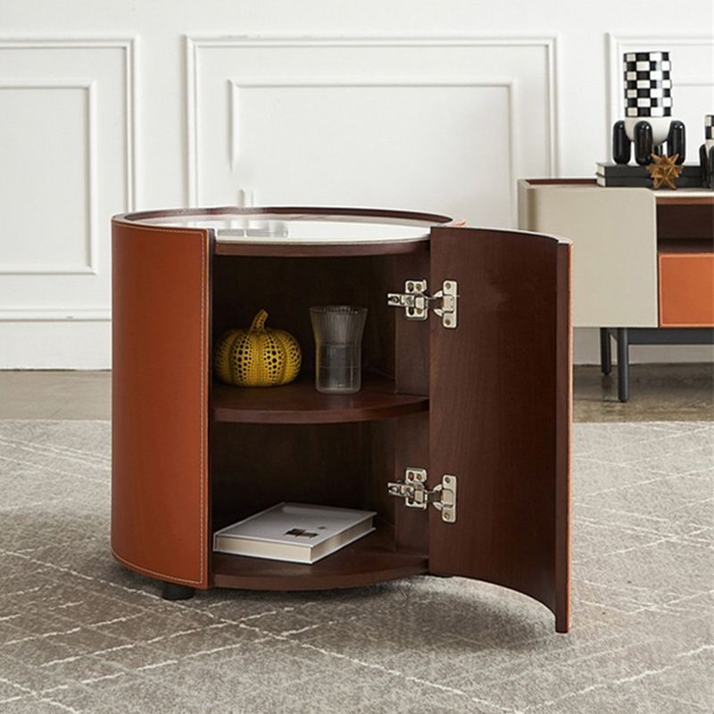 Contemporary Round Coffee Table Leather and Stone Coffee or End Table Drum Clearhalo 'Coffee & Accent Tables' 'Coffee Tables' 'coffee_tables' 'furn' 'furn_coffee_tables' 'Furniture' 'Living Room Furniture' 1200x1200_da5054a5-cac5-4a95-971a-64d3847f15fb