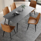 31.5''W Industrial Extendable Rectangle Table Sintered Stone Dining Table for Kitchen Clearhalo ' dining_table' 'Dining Tables & Seating' 'Dining Tables' 'furn' 'furn_dining_table' 'Furniture' 'furniture_dining_table' 'Kitchen & Dining Furniture' 'kitchen&dining_furn' 'kitchen' 'kitchen_dining_table' 1200x1200_da525396-aa2b-4d18-9637-2a7956265c7d