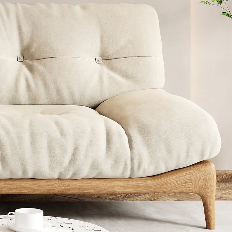 Cream Tufted Armless Sofa Wooden Frame Settee in Ash with Footrest Clearhalo 'furn' 'furn_sofas' 'Furniture' 'Living Room Furniture' 'Sofa' 'sofas' 1200x1200_da5436f9-ab78-4302-bbcb-4af18869128d