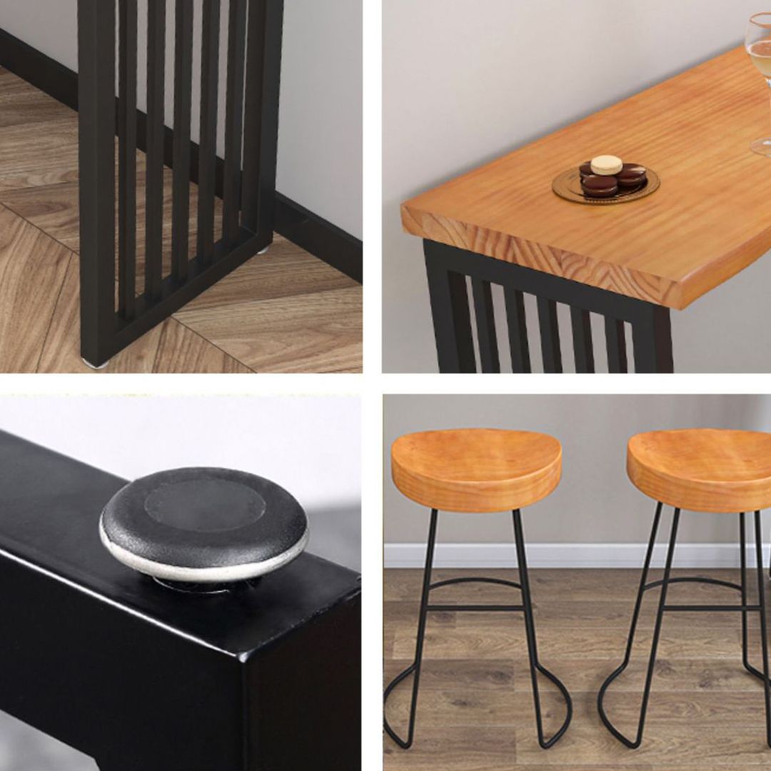 Juego de mesa de barra de madera maciza rectángulo industrial 1/2/3/4/5/7 Table de mostrador de piezas con heces