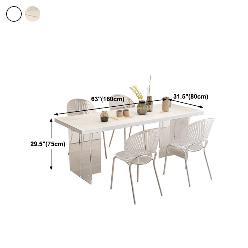 Acrylic Base Double Pedestal Table Modern Rectangle Dinner Table Kitchen Home Clearhalo 'Dining Tables & Seating' 'Dining Tables' 'dining_table' 'furn' 'furn_dining_table' 'Furniture' 'furniture_dining_table' 'Kitchen & Dining Furniture' 1200x1200_da54a794-2923-47b7-beba-3731457c6800