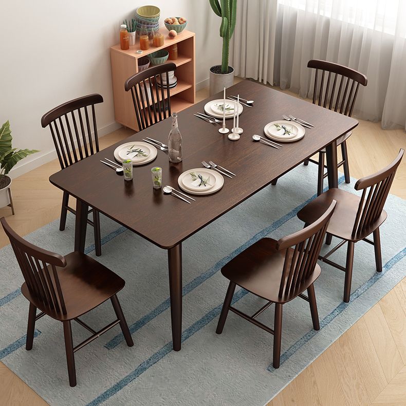 Minimalist Style Dining Table with Fixed Solid Wood Dining Table and Chairs for Home Use Clearhalo 'Dining Room Sets' 'Dining Tables & Seating' 'dining_room_set' 'furn' 'furn_dining_room_set' 'Furniture' 'furniture_dining_room_set' 'Kitchen & Dining Furniture' 'kitchen&dining_furn' 'kitchen' 1200x1200_da5570af-59f9-4aed-ad31-70537acdb179