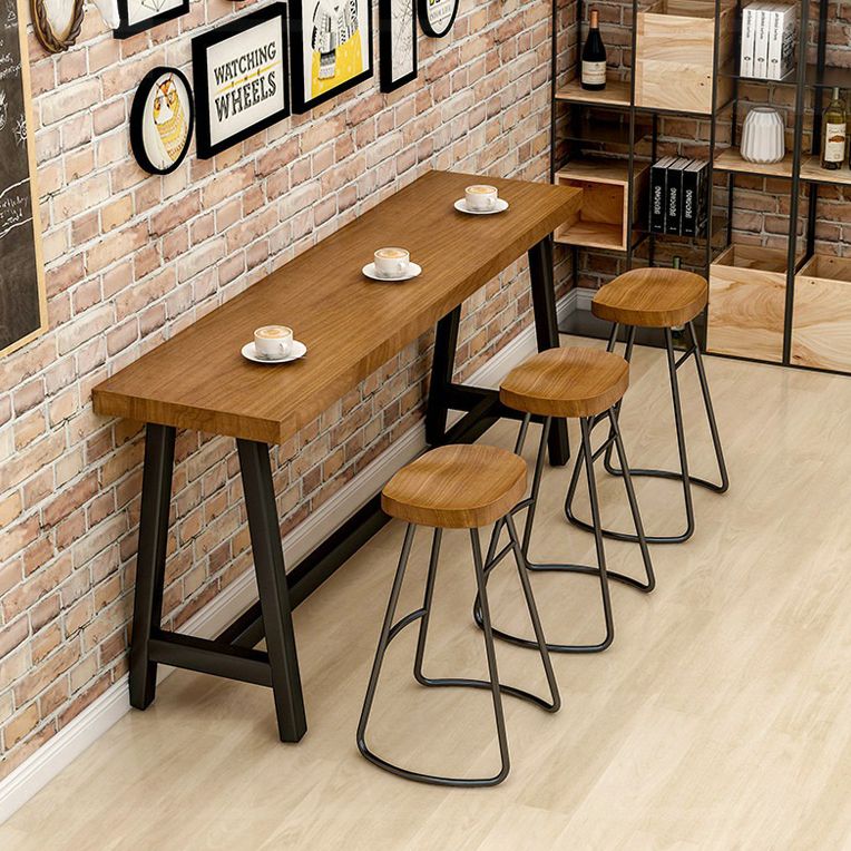 Mesa de comedor de acento de caballete industrial rectángulo de patio cubierto mesa de bar de patio