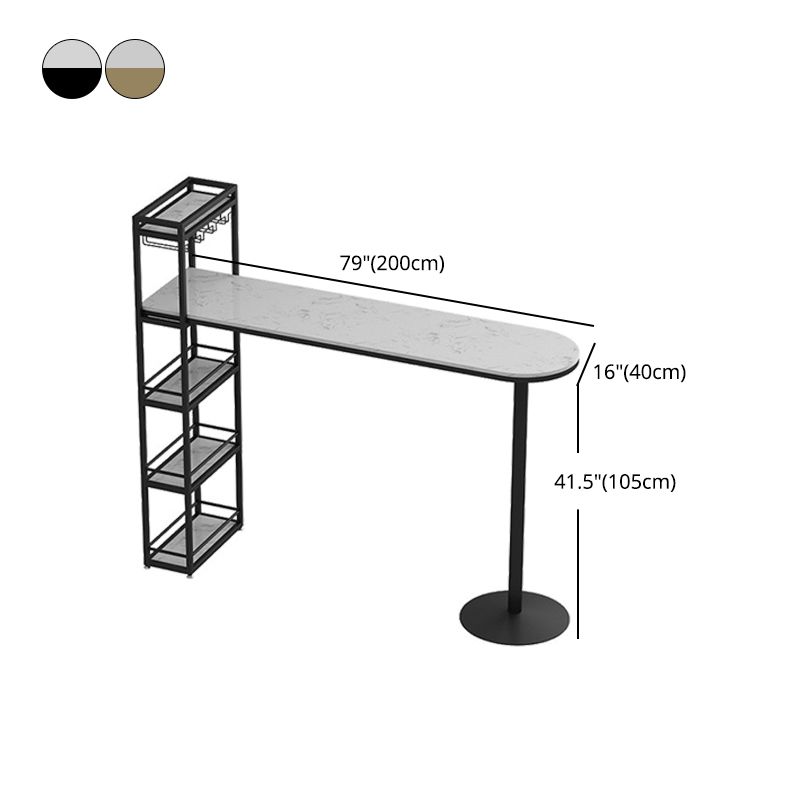 Modern Bar Table Stone Top Iron Base Pub Table with Shelf for Living Room, Only Table Clearhalo 'Bar Furniture' 'Bar Tables' 'bar_tables' 'furn' 'furn_bar_tables' 'Furniture' 'furniture_bar_tables' 'Kitchen & Dining Furniture' 1200x1200_da5719e6-9e2d-4abe-9b31-14a93aeeaa0d