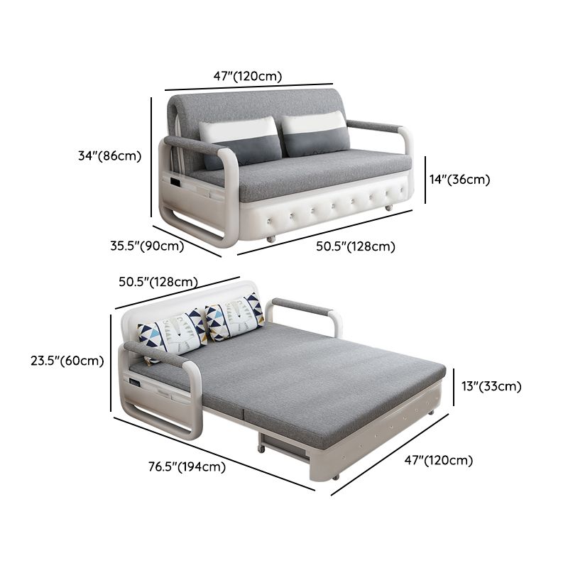 Linnen 32,28 "brede slaper bank grijze slaapbank met afneembare matras