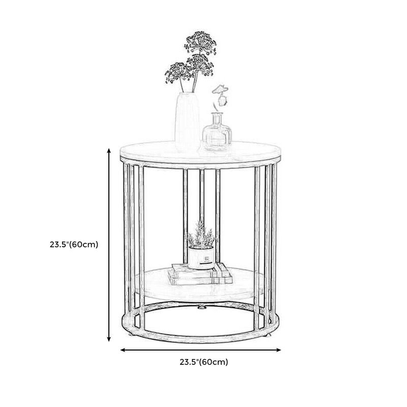 Round Marble Top End Table Modern Black/Golden Frame Base Storage Side Table Clearhalo 'Coffee & Accent Tables' 'End & Side Tables' 'end_side_table' 'Furniture' 'furniture_end_side_table' 'Living Room Furniture' 1200x1200_da580abd-edc0-493a-bff4-56c50cf42366