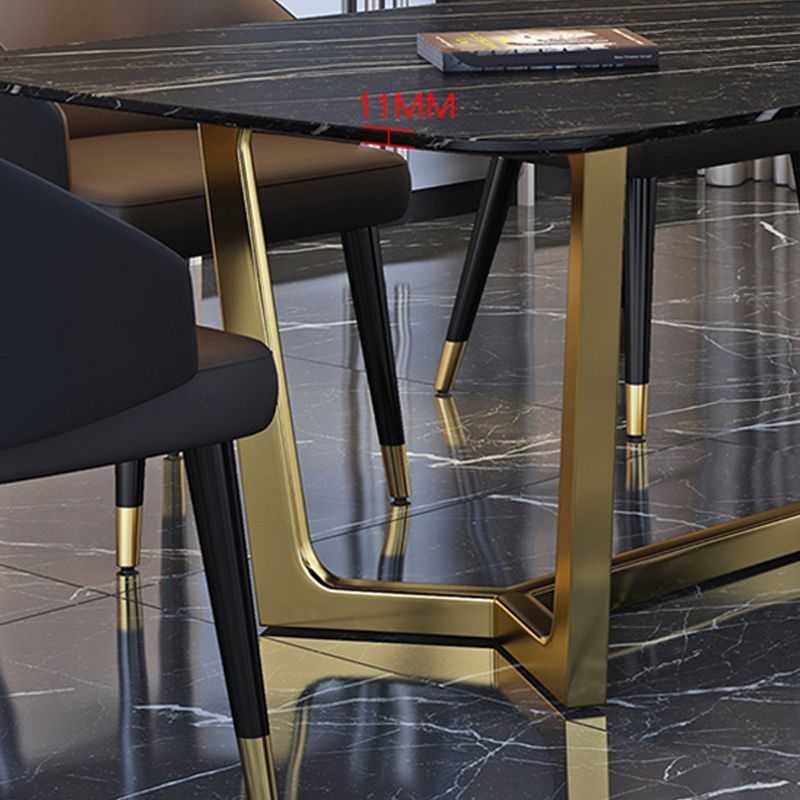 Juego de mesa de comedor interior Glam, juego de comedor con caballete rectangular de 1/4/5/7 piezas en negro