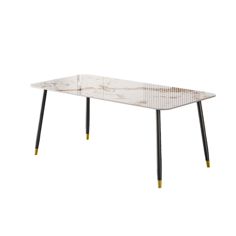 Juego de muebles de comedor nórdicos, mesa rectangular de piedra sinterizada, sillas sin brazos, 1/2/5/7 piezas