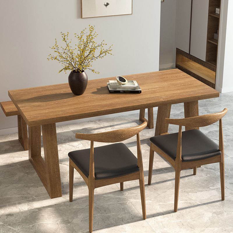 Pine Wood Top Dining Table Modern Rectangle Table with Solid Wood Sled Base Clearhalo 'Dining Tables & Seating' 'Dining Tables' 'dining_table' 'furn' 'furn_dining_table' 'Furniture' 'furniture_dining_table' 'Kitchen & Dining Furniture' 'kitchen' 'kitchen_dining_table' 1200x1200_da5a0a00-eb61-4d5b-b7fb-e8edc9426b75