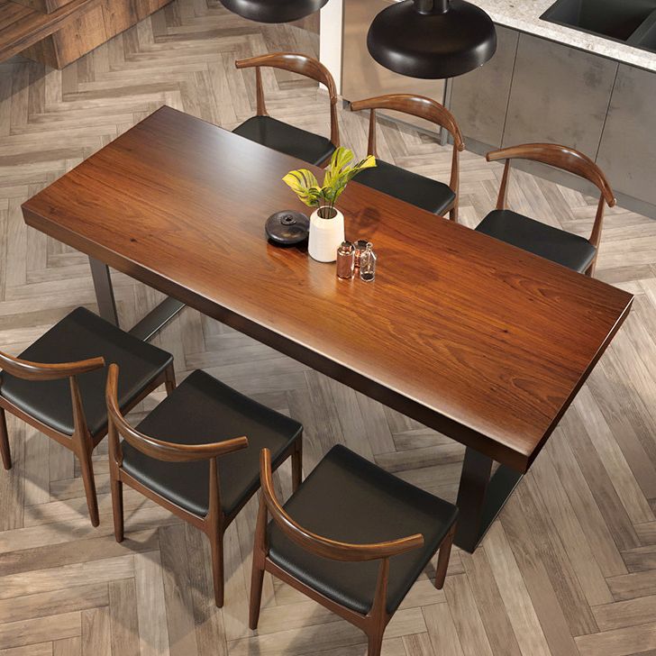 Mesa de comedor de madera Top de mesa industrial con base de trineo en negro