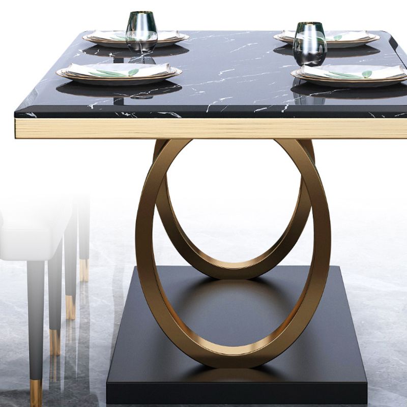 Luxury Marble Dining Table for Restaurant Rectangle Table with Metal Pedestal in Gold Clearhalo 'Dining Tables & Seating' 'Dining Tables' 'dining_table' 'furn' 'furn_dining_table' 'Furniture' 'furniture_dining_table' 'Kitchen & Dining Furniture' 'kitchen' 'kitchen_dining_table' 1200x1200_da5b3e80-eb45-4b53-85ed-359bbd5eef59