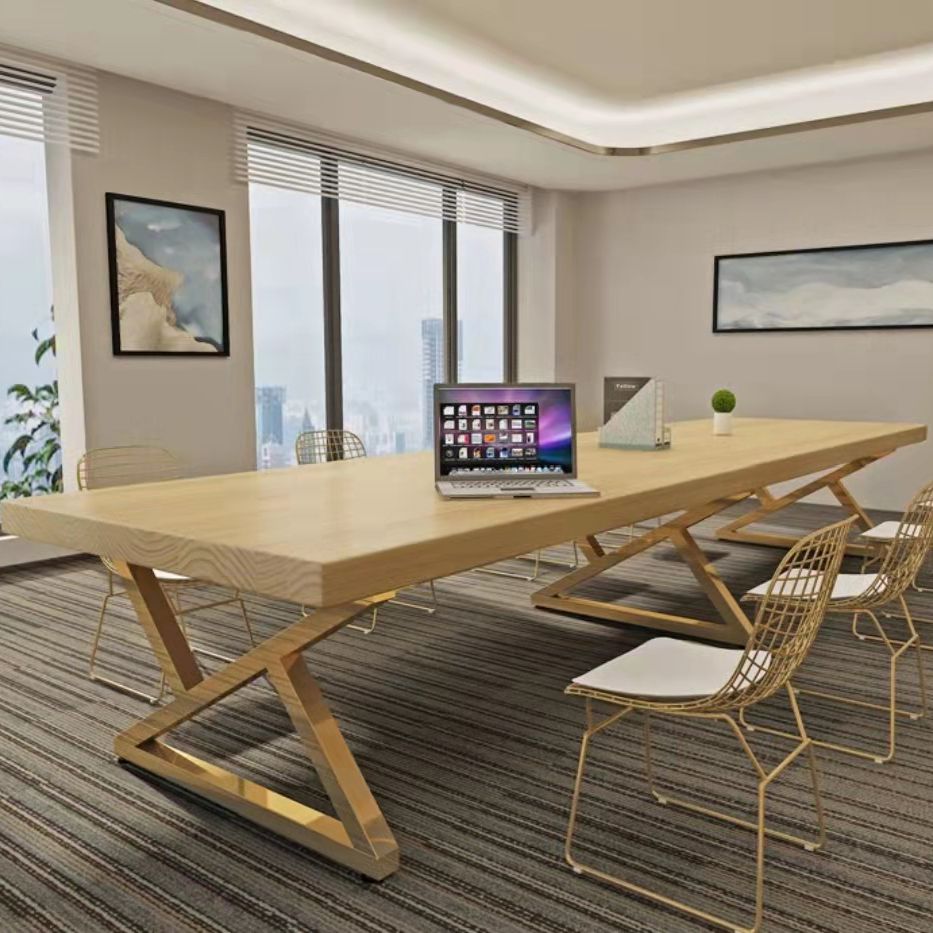 Pine Wood Rectangular Desk Industrial Office Desk with Metal Base Clearhalo 'furn' 'furn_office_desk' 'Furniture' 'Office Desks' 'Office Furniture' 'office_desk' 1200x1200_da5cd8ea-0533-48a2-89d6-1df486042a73