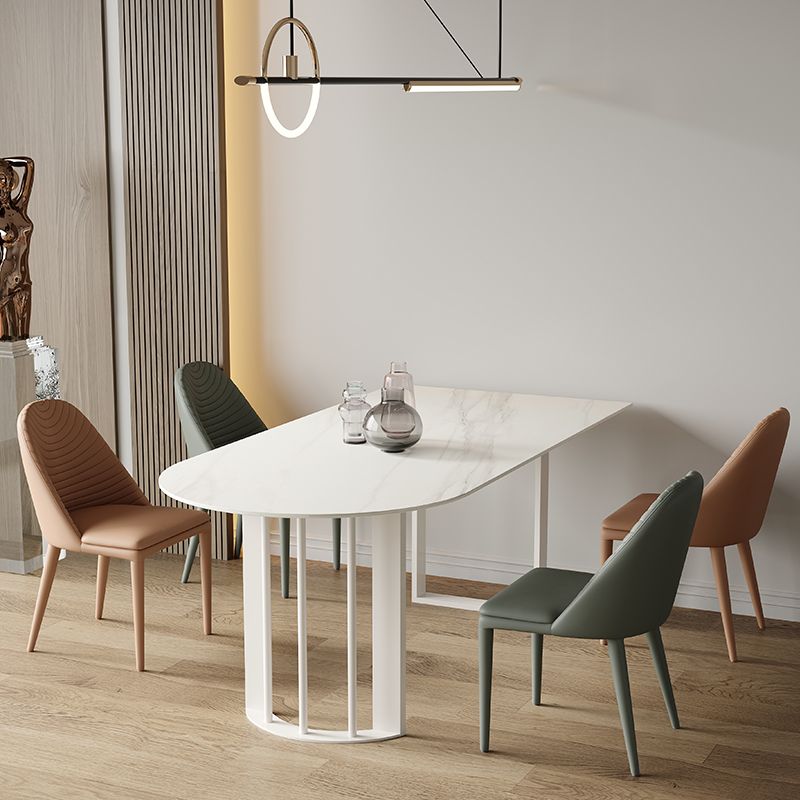 Sintered Stone Dining Table White Top Modern Double Pedestal Table for Kitchen Clearhalo ' dining_table' 'Dining Tables & Seating' 'Dining Tables' 'furn' 'furn_dining_table' 'Furniture' 'furniture_dining_table' 'Kitchen & Dining Furniture' 'kitchen&dining_furn' 'kitchen' 'kitchen_dining_table' 1200x1200_da5cfa2d-9ad7-45f0-8163-eab4f46d0449