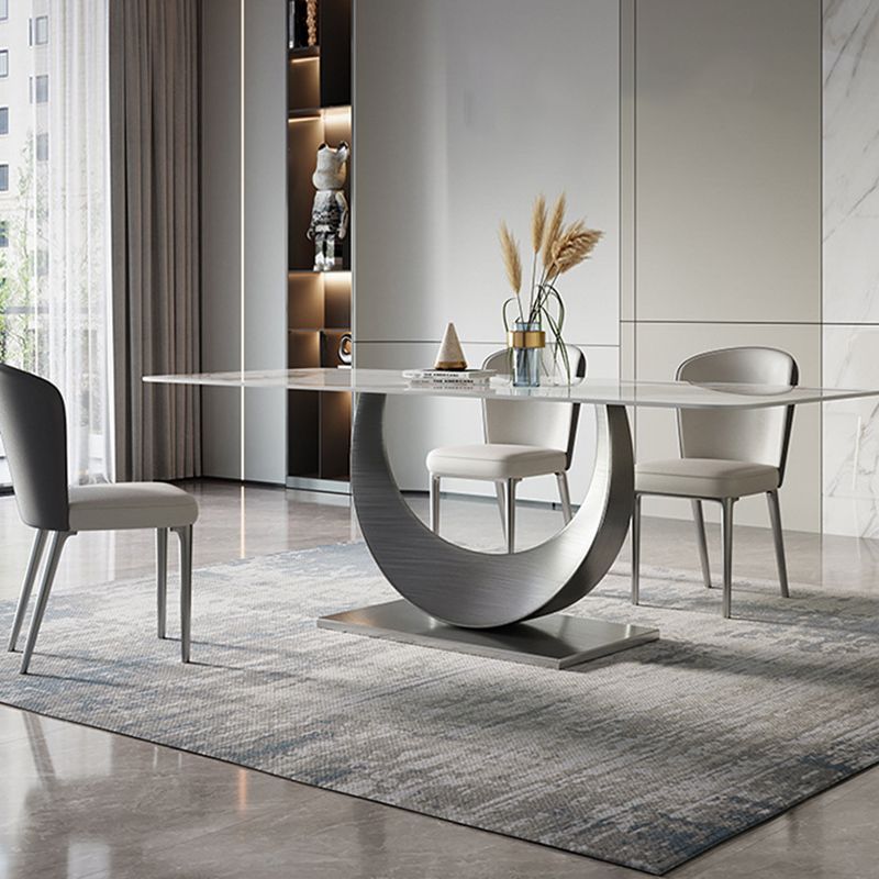 Contemporary Style 1/4/5/7/8 Pieces Dining Chairs Set Rectangle Stone Furniture in White Clearhalo 'Dining Room Sets' 'Dining Tables & Seating' 'dining_room_set' 'furn' 'furn_dining_room_set' 'Furniture' 'Kitchen & Dining Furniture' 1200x1200_da5e50c4-fa6a-4693-a987-4ea05e389240