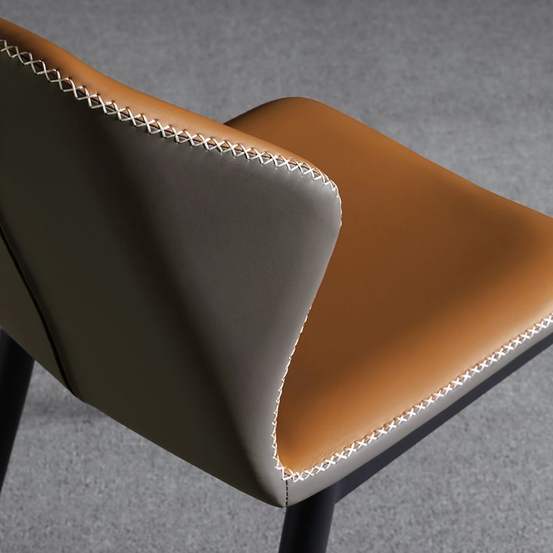 Industrial Design Wingback Armless Dining Chair Leather Dining Side Chair Clearhalo ' kitchen&dining_furn' 'Dining Chairs' 'Dining Tables & Seating' 'dining_chair' 'furn' 'furn_dining_chair' 'Furniture' 'furniture_dining_chair' 'Kitchen & Dining Furniture' 'kitchen' 1200x1200_da5e96f6-5fd2-4b03-a64d-c0f38562fed7