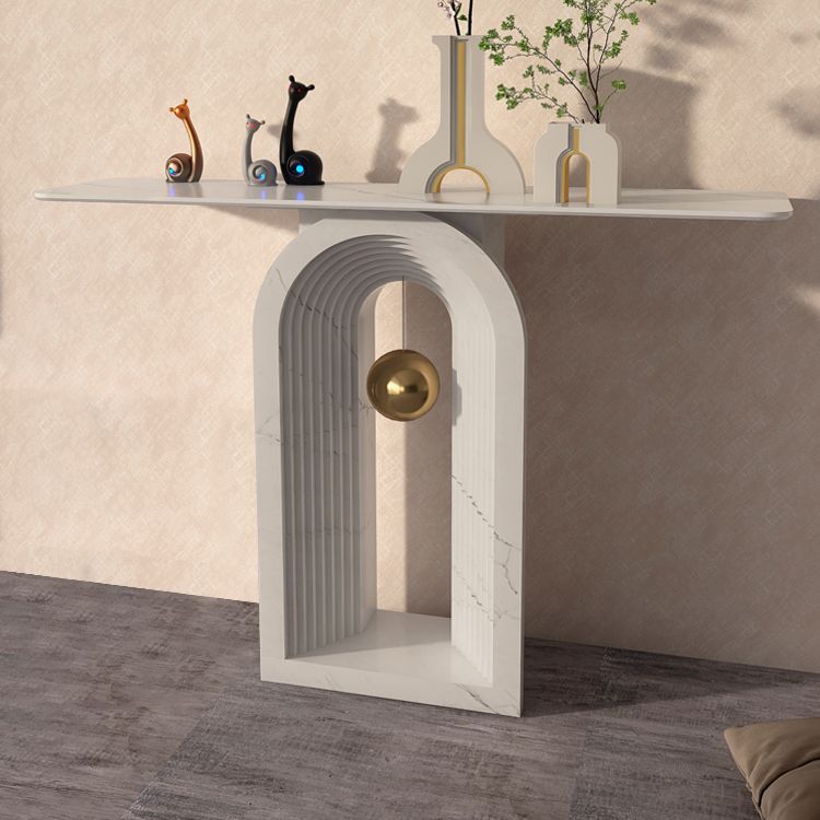 Contemporary White Console Table Rectangle Console Sofa Table for Hall Clearhalo 'Console Tables' 'console_tables' 'Entry & Mudroom Furniture' 'furn' 'furn_console_tables' 'Furniture' 1200x1200_da6422de-88be-40ee-b231-ce35022bccd6
