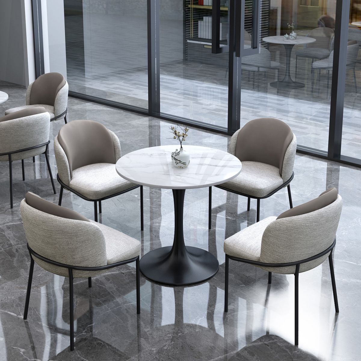 Glam White Standard Dining Table Round Shape Sintered Stone Dining Table with Tulip Base Clearhalo ' dining_table' 'Dining Tables & Seating' 'Dining Tables' 'furn' 'furn_dining_table' 'Furniture' 'furniture_dining_table' 'Kitchen & Dining Furniture' 'kitchen&dining_furn' 'kitchen' 'kitchen_dining_table' 1200x1200_da64d901-1e6a-4287-95cb-d8dcb5b47e4c