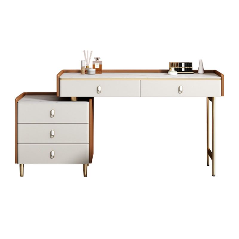 Glam -stijl stenen topkruidtafel voor slaapkamer oranje ijdelheid set