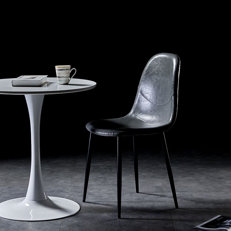 PU Leather Armless Dining Chairs Solid Back Dining Side Chair with Metal Legs Clearhalo ' kitchen&dining_furn' 'Dining Chairs' 'Dining Tables & Seating' 'dining_chair' 'furn' 'furn_dining_chair' 'Furniture' 'furniture_dining_chair' 'Kitchen & Dining Furniture' 'kitchen' 1200x1200_da66b4b0-7ec3-4497-8bad-c2297334f1a7
