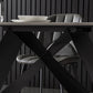 Mesa de comedor de piedra rectangular moderna con base de metal