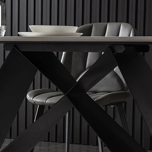 Modern Rectangle Table Stone Dining Room Table with Metal Base