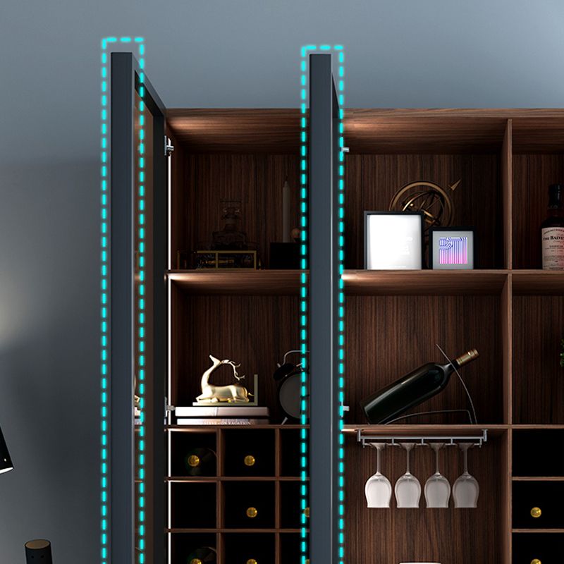 Scandinavian Faux Wood Storage Cabinet Black Glass Doors Display Cabinet for Bedroom Clearhalo 'Display & China Cabinets' 'display_china_cabinets' 'furn' 'furn_display_china_cabinets' 'Furniture' 'Kitchen & Dining Furniture' 1200x1200_da69781a-bb3f-45fc-ba66-8bbf95fbf8fb