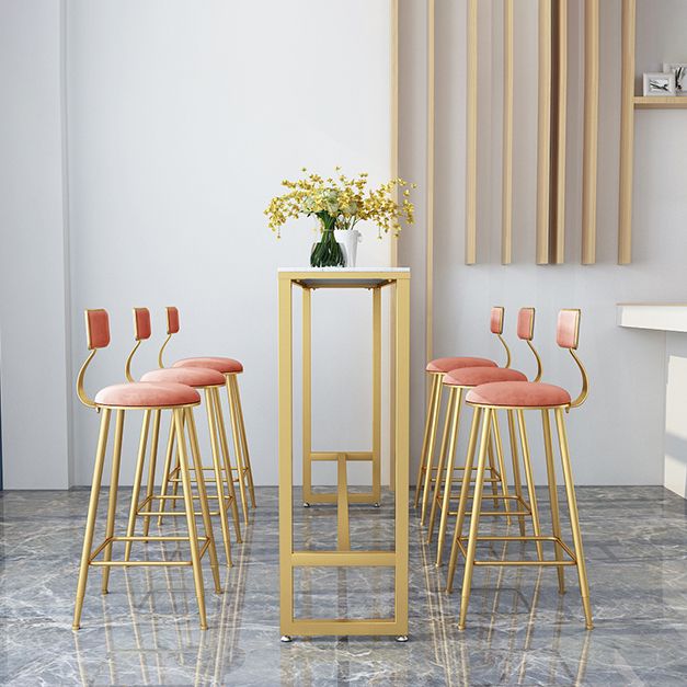 1/2/7 pièces Glam Glam Iron Bar Table Recangle Recangle Bistro en marbre en faux marbre avec repose-pied