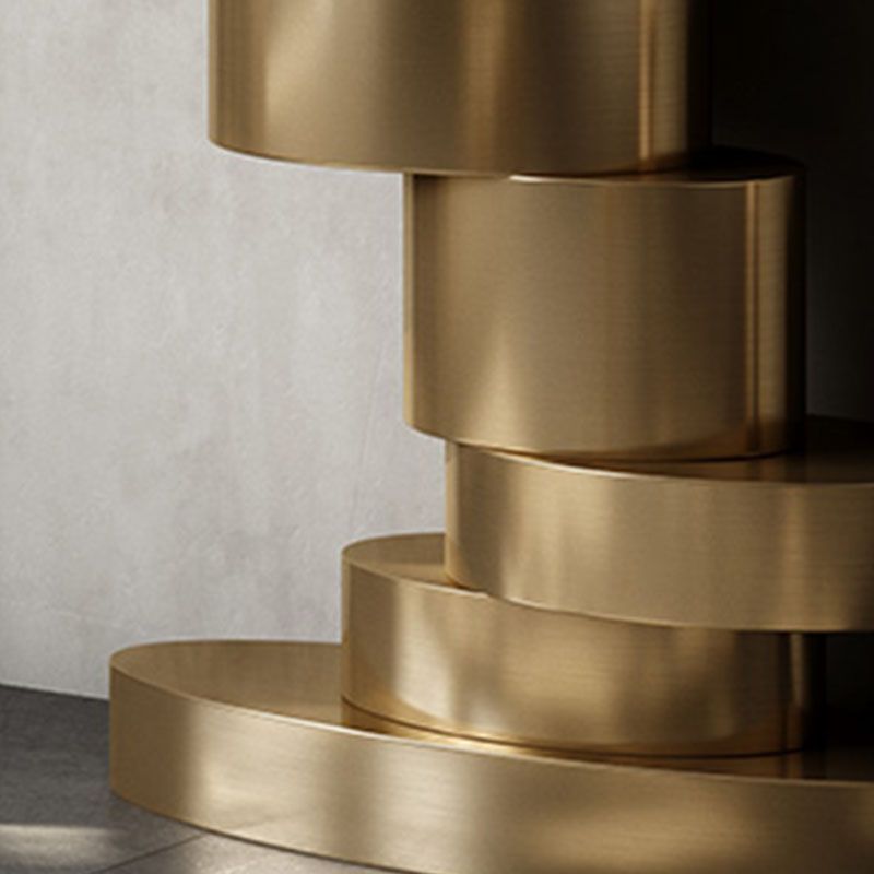 Glam Oval Console Table Golden Stone Console Sofa Table for Hall